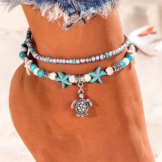 Sea Shell Beads Multilayer Anklets